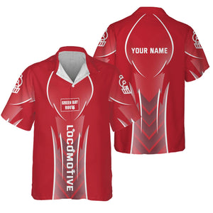 Railspirit Personalized Green Bay & Western Railroad Hawaiian Shirt Striking Line Style Train Shirt For Locomotive Lovers