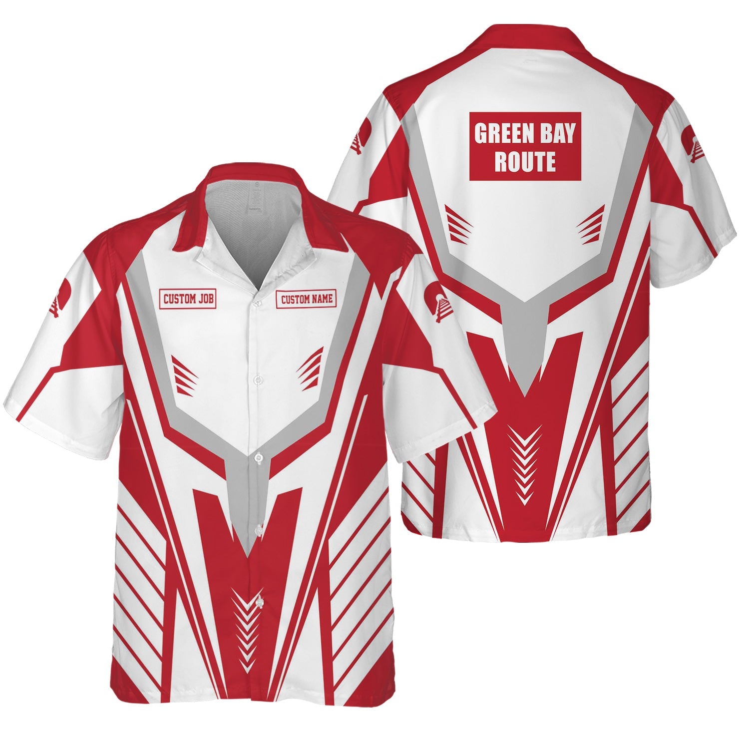 Railspirit Personalized Green Bay & Western Railroad Hawaiian Shirt Workwear-Inspired with Custom Position Train Shirt