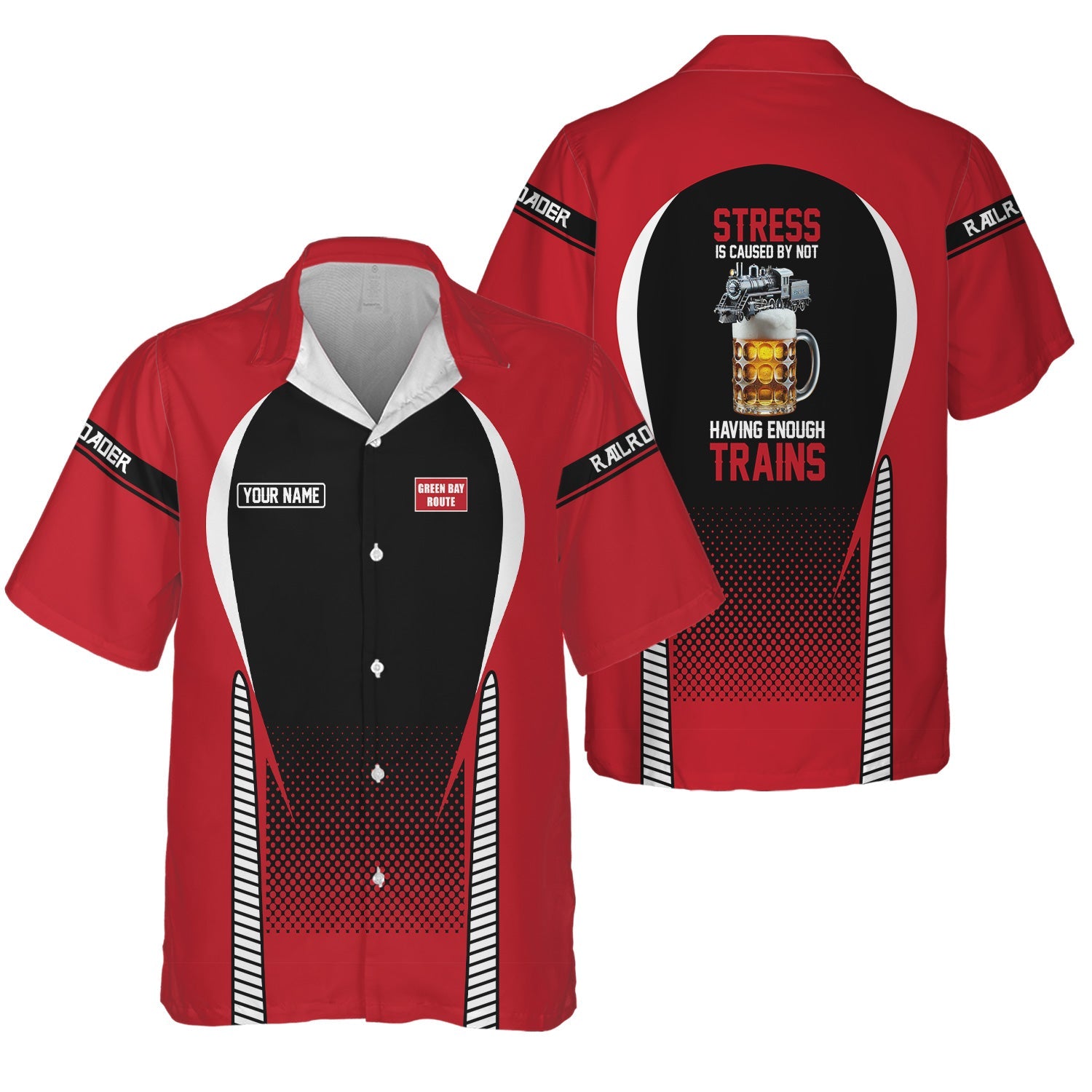 Railspirit  Personalized  Green Bay & Western Railroad Hawaiian Shirt  Stress Is Caused By Not Having Enough Trains  Shirt All Over Print