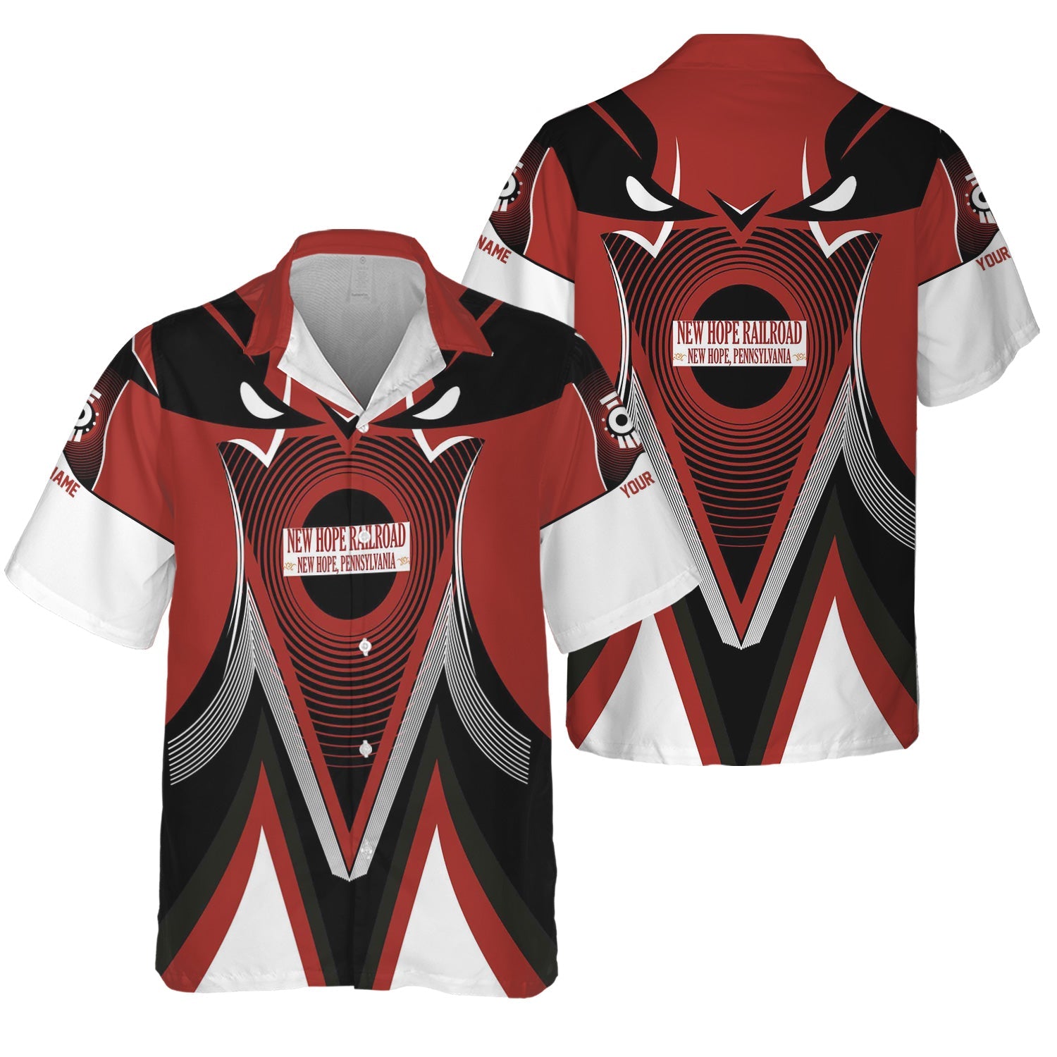 Railspirit Personalized New Hope Railroad Hawaiian Shirt Vibrant Graphic Pattern Shirt For Train Enthusiasts