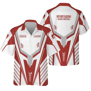 Railspirit Personalized New Hope Railroad Hawaiian Shirt Workwear-Inspired with Custom Position Train Shirt