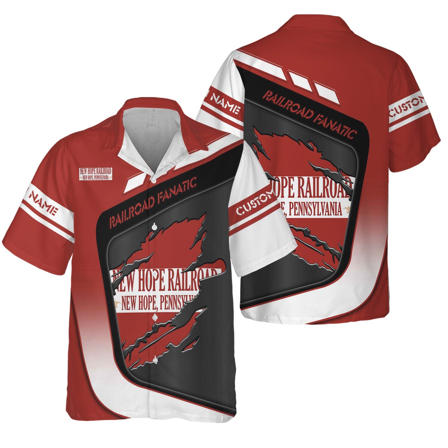 Railspirit Personalized New Hope Railroad Hawaiian Shirt Ripped Texture Style Train Shirt For Railroad Fanatic
