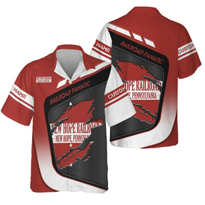 Railspirit Personalized New Hope Railroad Hawaiian Shirt Ripped Texture Style Train Shirt For Railroad Fanatic