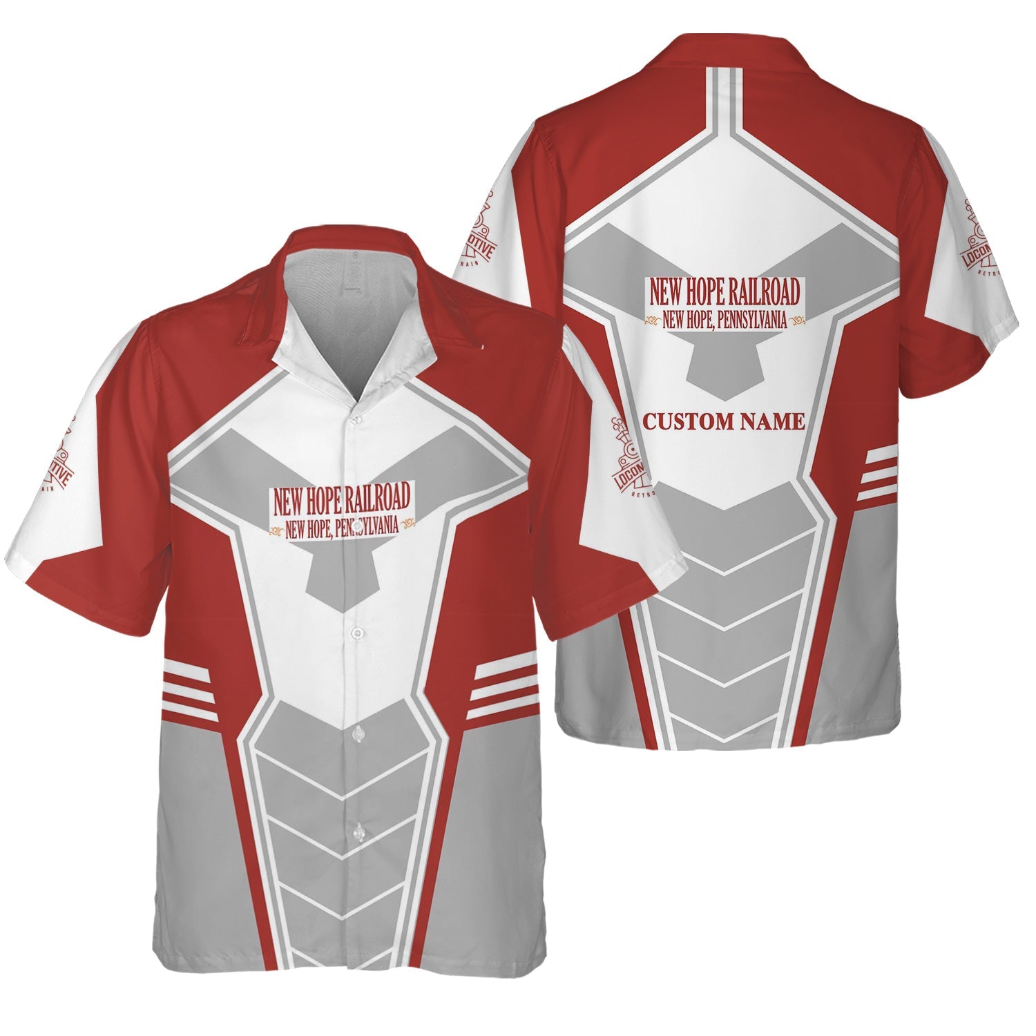 Railspirit Personalized New Hope Railroad Hawaiian Shirt Engine-Inspired Style Train Shirt for Railroad Fanatic