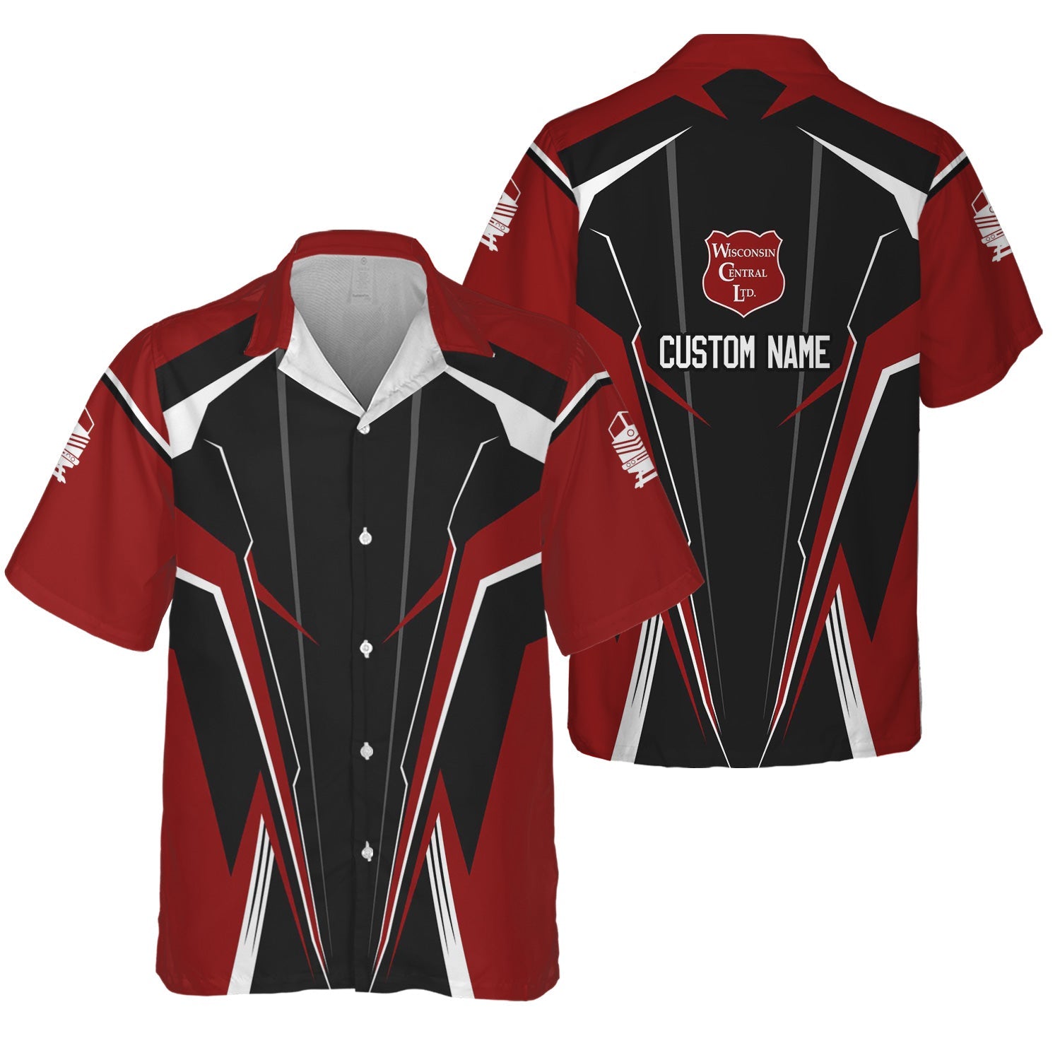 Railspirit Personalized Wisconsin Central Ltd Railroad Hawaiian Shirt Lightning-Edge Design Train Shirt For Railroad Lovers