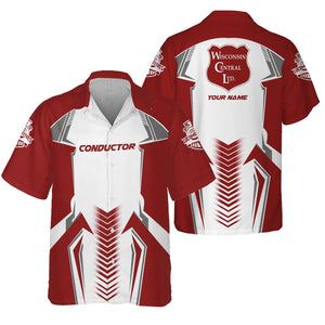 Railspirit Personalized Wisconsin Central Ltd Railroad Hawaiian Shirt Standout Style with Custom Position Train Shirt