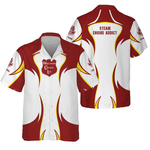 Railspirit Personalized Wisconsin Central Ltd Railroad Hawaiian Shirt Distinctive Flame Style Shirt For Steam Engine Addict
