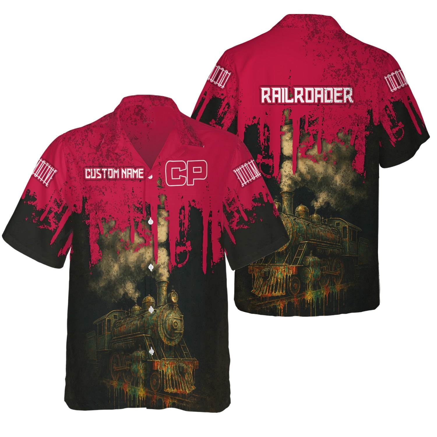 Railspirit Personalized Canadian Pacific Railroad Hawaiian Shirt Vintage Train Art Style Shirt For Locomotive Fans