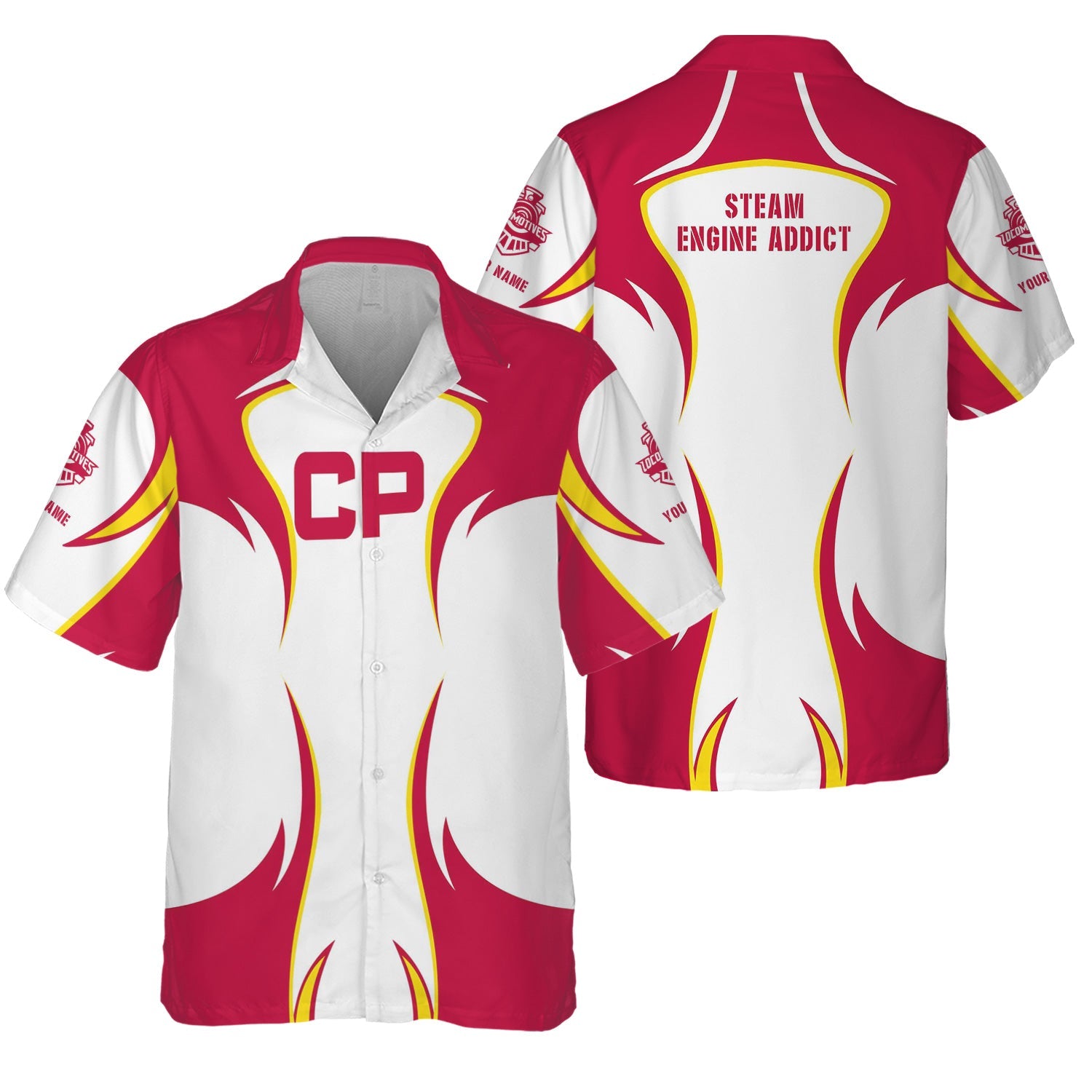 Railspirit Personalized Canadian Pacific Railroad Hawaiian Shirt Distinctive Flame Style Shirt For Steam Engine Addict