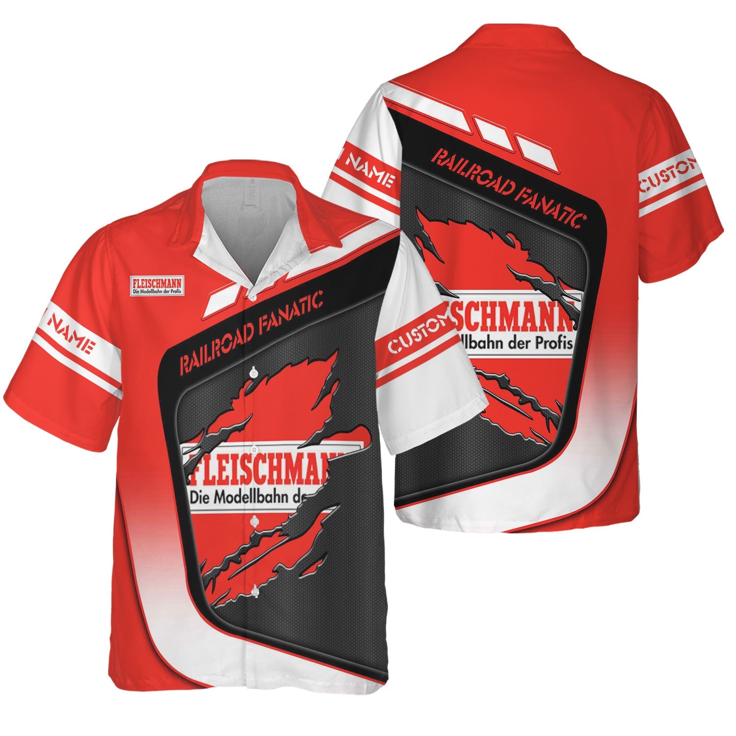 Railspirit Personalized Fleischmann And Western Railroad Hawaiian Shirt Ripped Texture Style Train Shirt For Railroad Fanatic