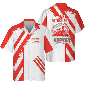 Railspirit Personalized Fleischmann And Western Railroad Hawaiian Shirt Locomotive Design Train Shirt for Train Enthusiast