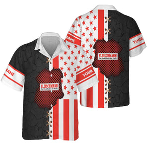 Railspirit Personalized Fleischmann And Western Railroad Hawaiian Shirt American Flag with Crack Effect Train Shirt