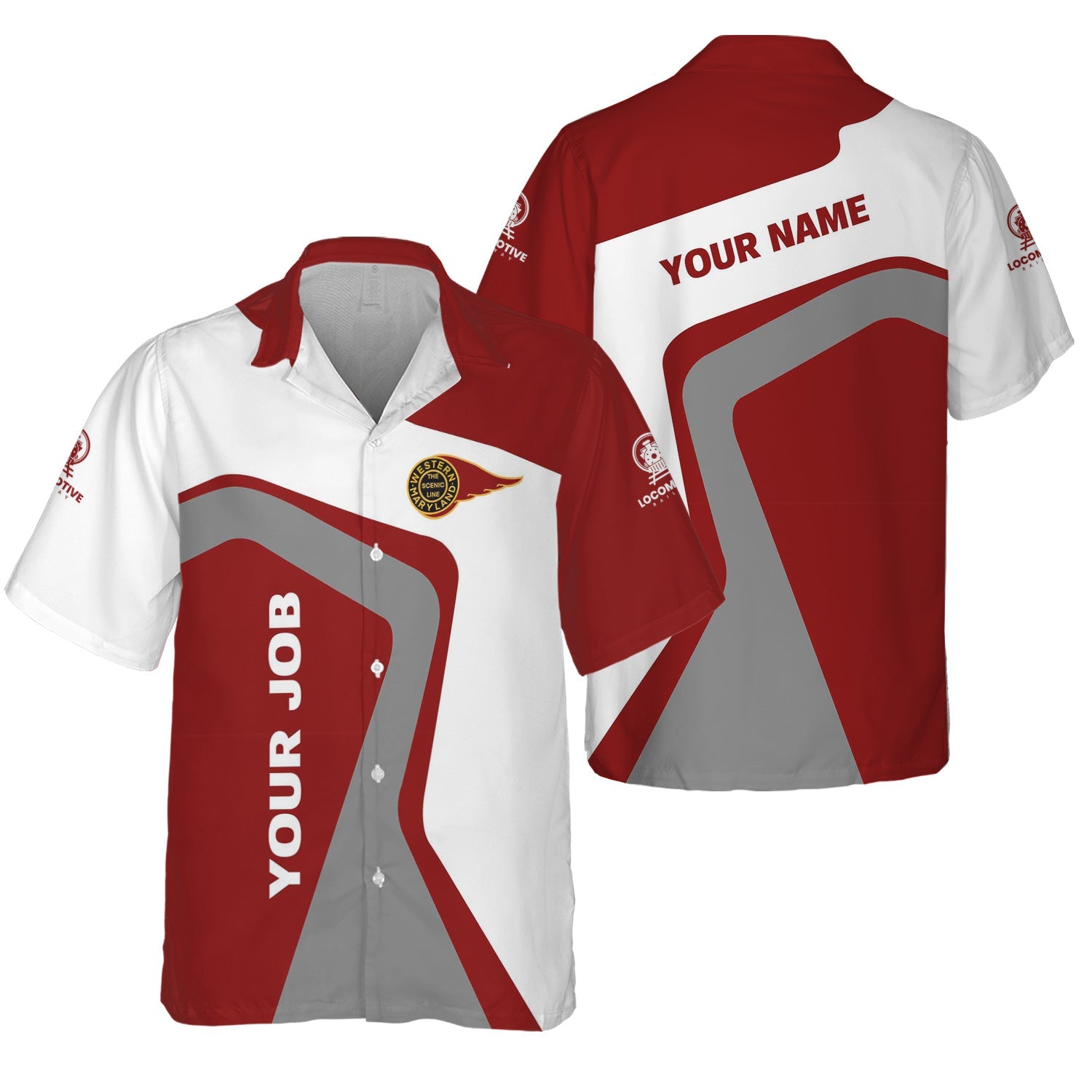 Railspirit Personalized Western Maryland Railway Hawaiian Shirt Unique Design with Custom Job Position Train Shirt