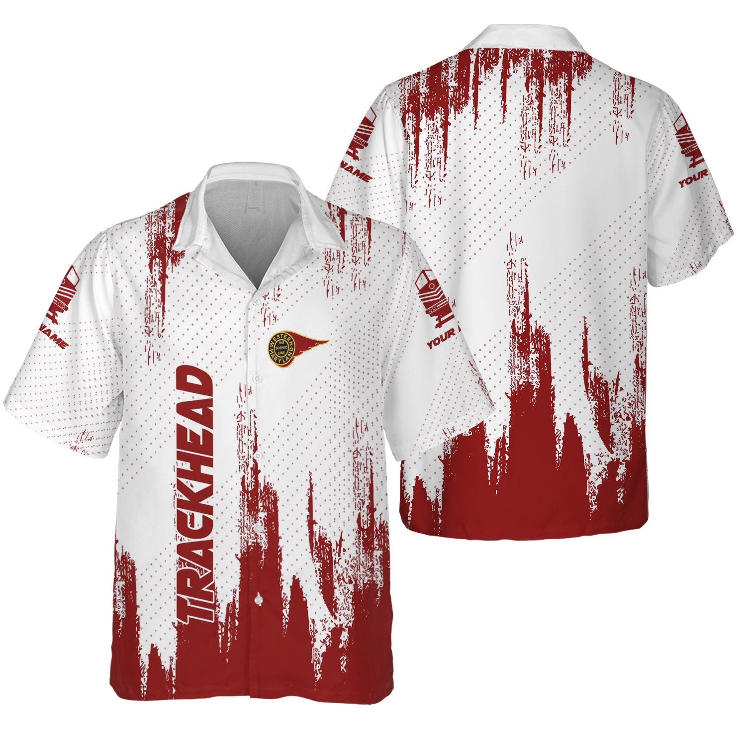 Railspirit Personalized Western Maryland Railway Hawaiian Shirt Paint Impact Design Train Shirt for Trackhead
