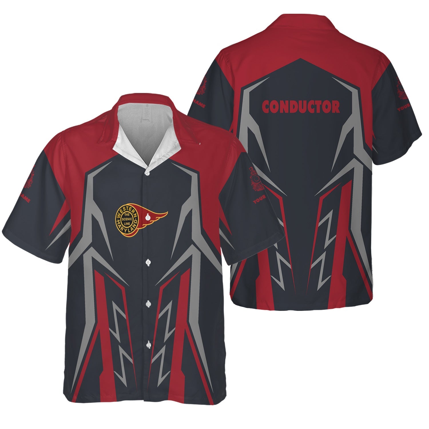 Railspirit Personalized Western Maryland Railway Hawaiian Shirt Futuristic Design with Custom Job Train Shirt