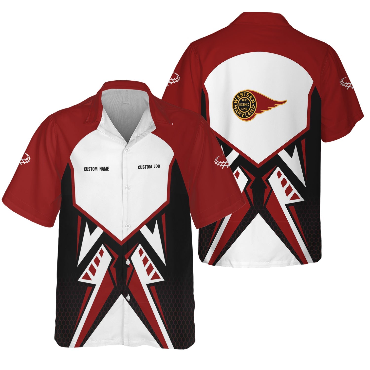 Railspirit Personalized Western Maryland Railway Hawaiian Shirt Vibriant Style with Custom Position Train Shirt