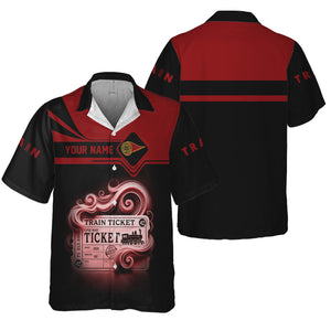 Railspirit Personalized Western Maryland Railway Hawaiian Shirt Train Ticket  American Locomotive Printed Train