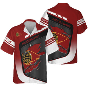 Railspirit Personalized Western Maryland Railway Hawaiian Shirt Ripped Texture Style Train Shirt For Railroad Fanatic