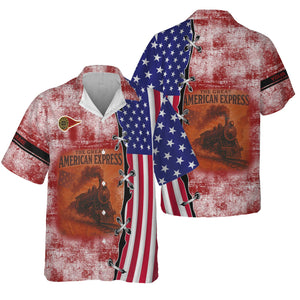Railspirit Personalized Western Maryland Railway Hawaiian Shirt Retro American Express Train With USA Flag Shirt
