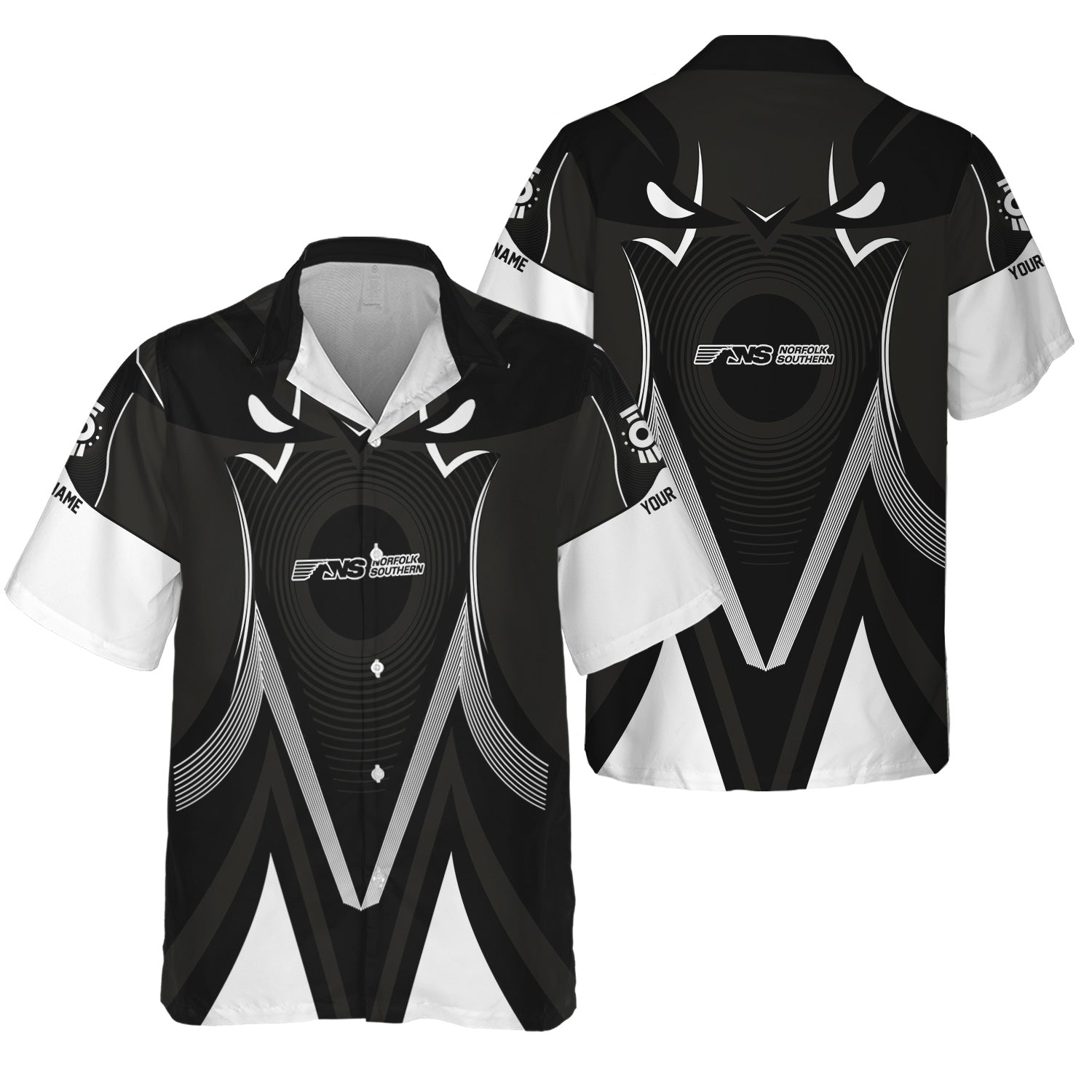 Railspirit Personalized Norfolk Southern Railway Hawaiian Shirt Vibrant Graphic Pattern Shirt For Train Enthusiasts