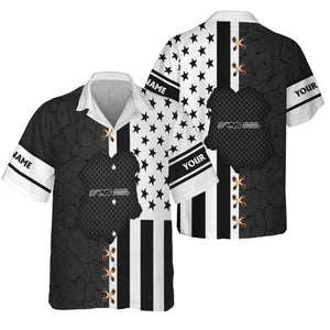 Railspirit Personalized Norfolk Southern Railway Hawaiian Shirt American Flag with Crack Effect Train Shirt