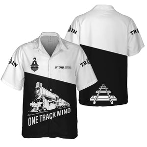 Railspirit Personalized Norfolk Southern Railway Hawaiian Shirt One Track Mind Unisex Train Shirt Gift Idea For Train Lover