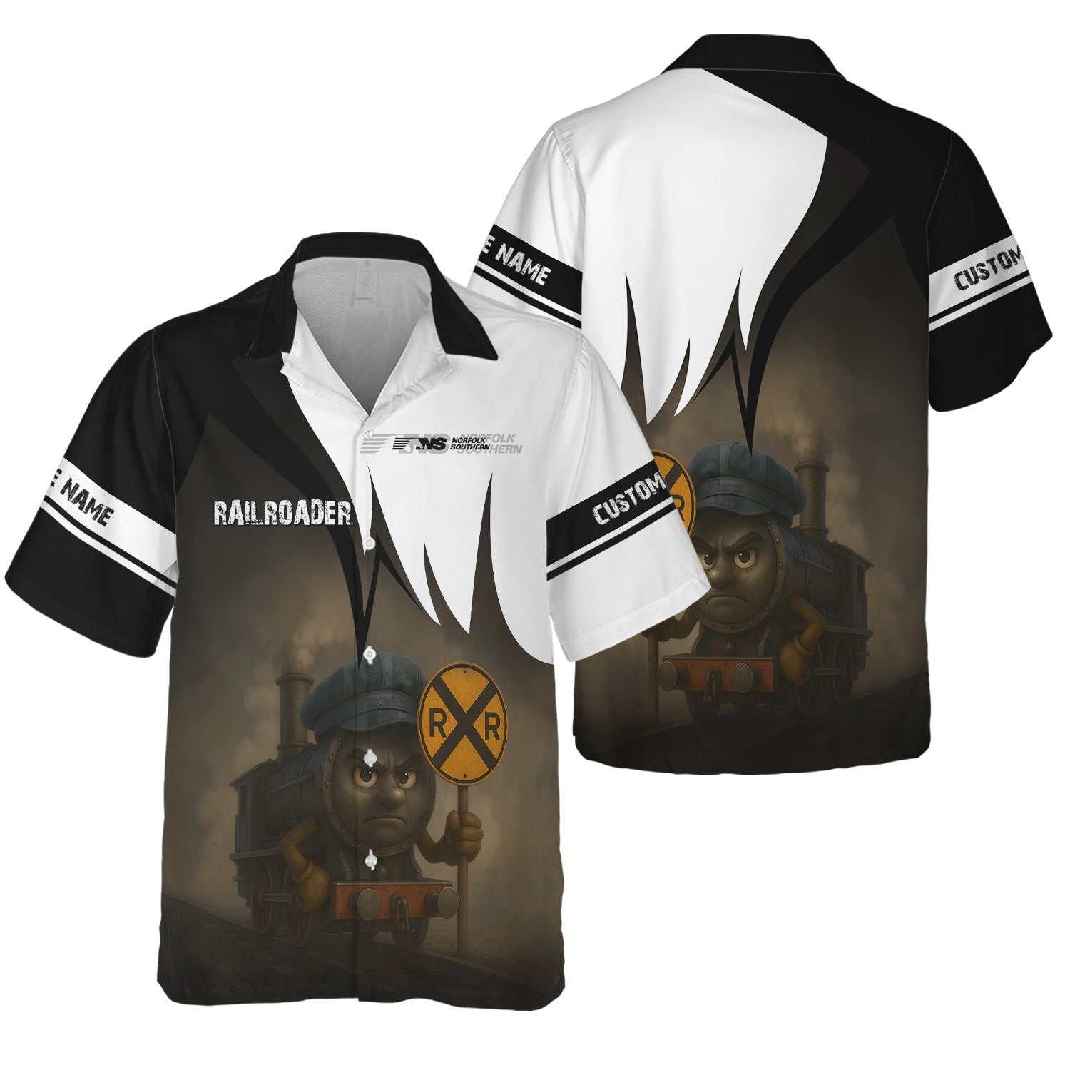 Railspirit Personalized Norfolk Southern Railway Hawaiian Shirt Angry Train Hawaiian Shirt Gift Idea For Train Lover