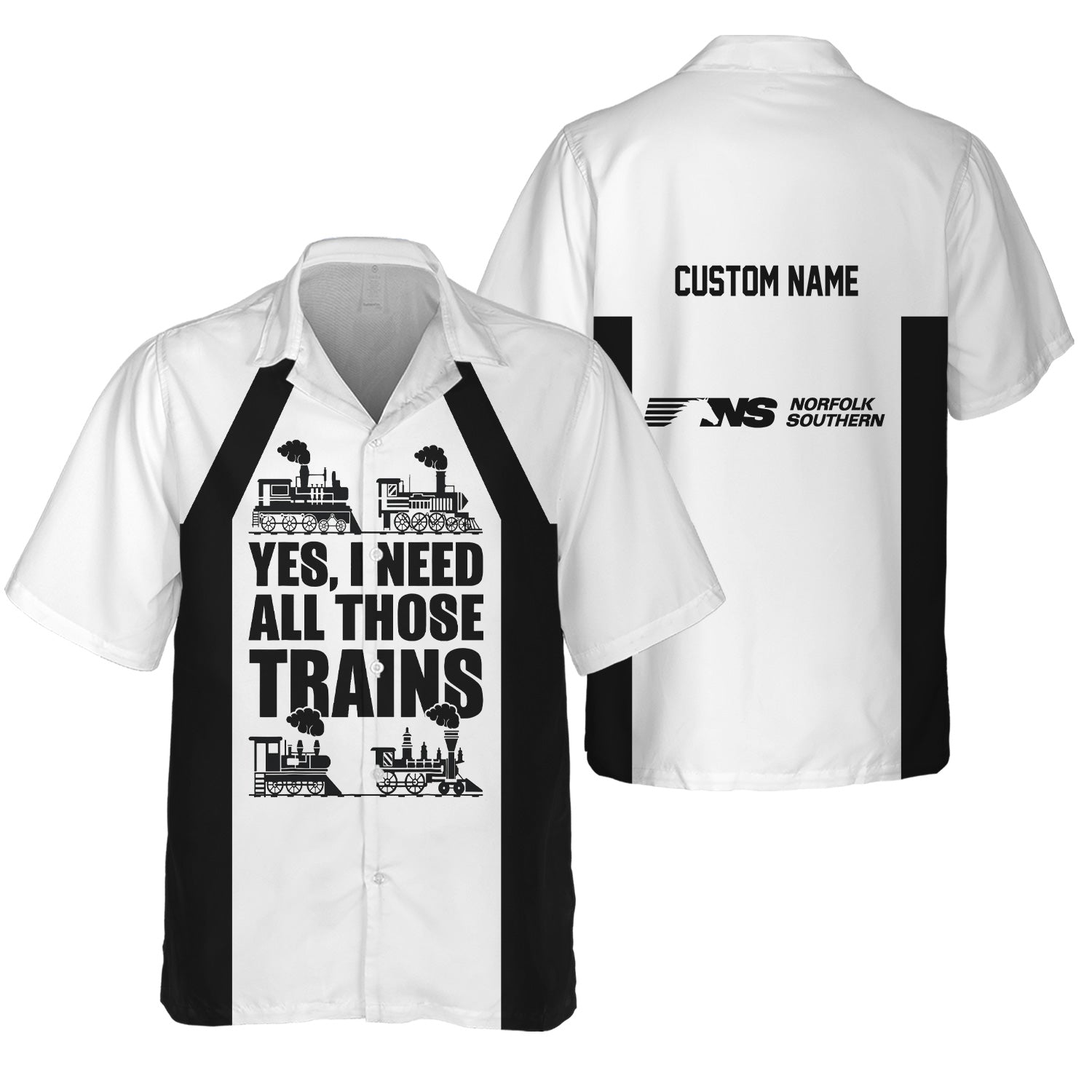 Railspirit Custom Name Norfolk Southern Railway Hawaiian Shirt Yes I Need All Those Train Printed Shirt