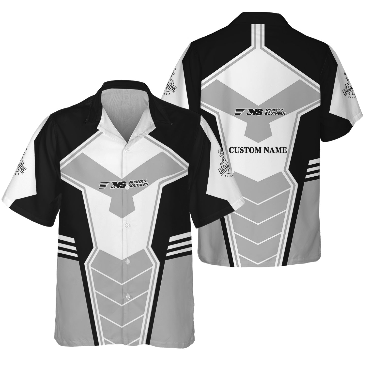 Railspirit Personalized Norfolk Southern Railway Hawaiian Shirt Engine-Inspired Style Train Shirt for Railroad Fanatic