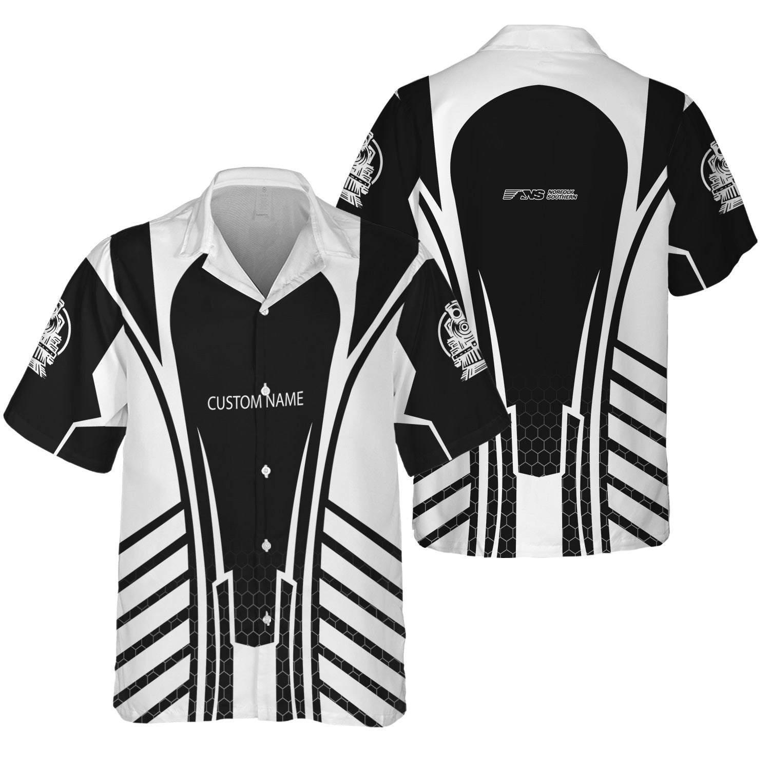 Railspirit Personalized Norfolk Southern Railway Hawaiian Shirt Striped Railroad Style Train Shirt All Over Print