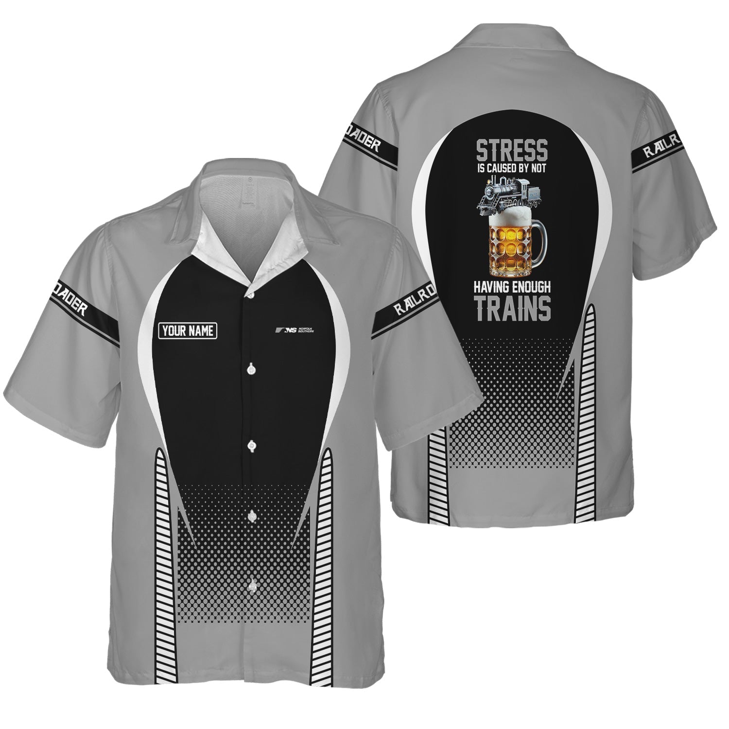 Railspirit Personalized Norfolk Southern Railway Hawaiian Shirt Stress Is Caused By Not Having Enough Trains Shirt All Over Print