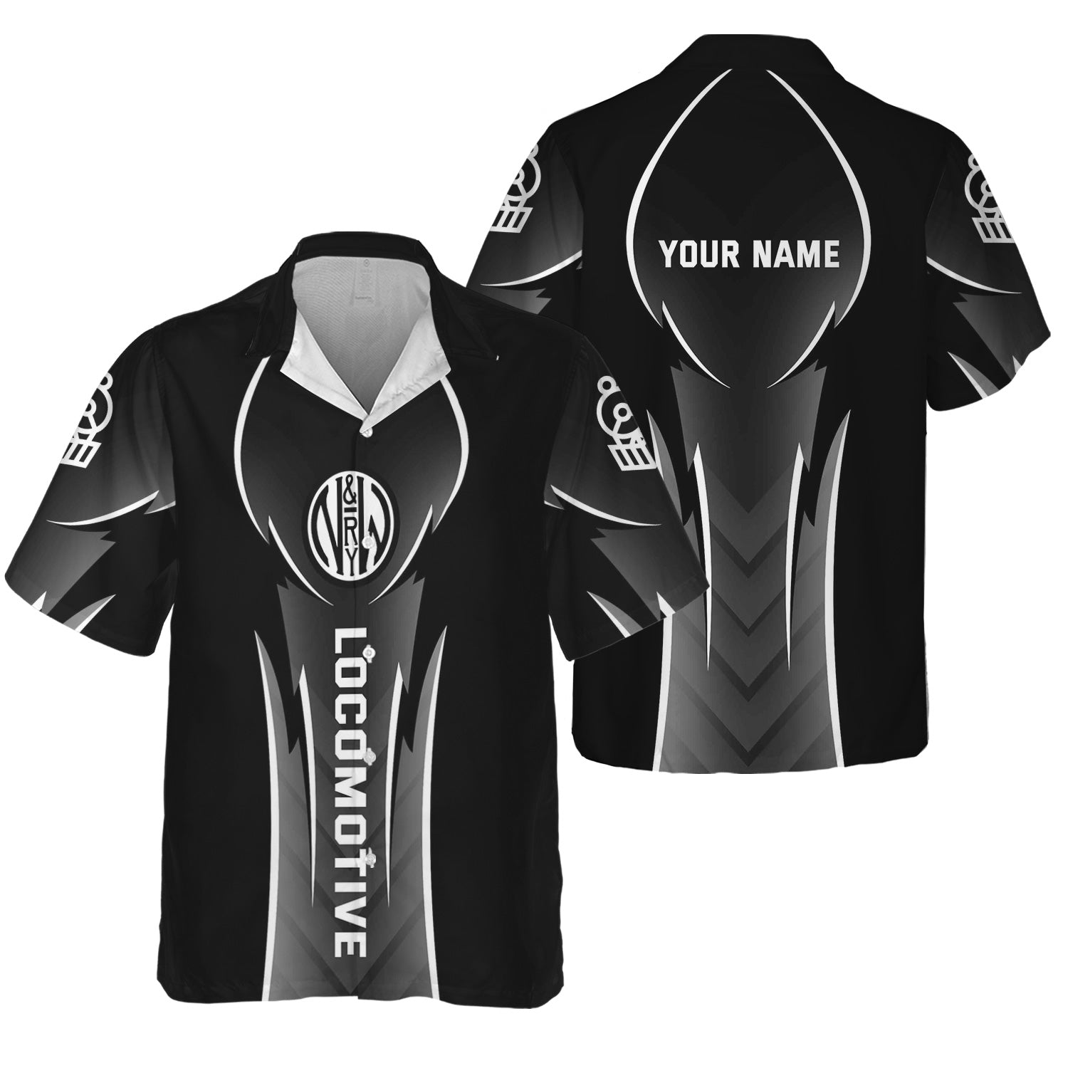 Railspirit Personalized Norfolk and Western Railway Hawaiian Shirt Striking Line Style N&W Train Shirt For Locomotive Lovers