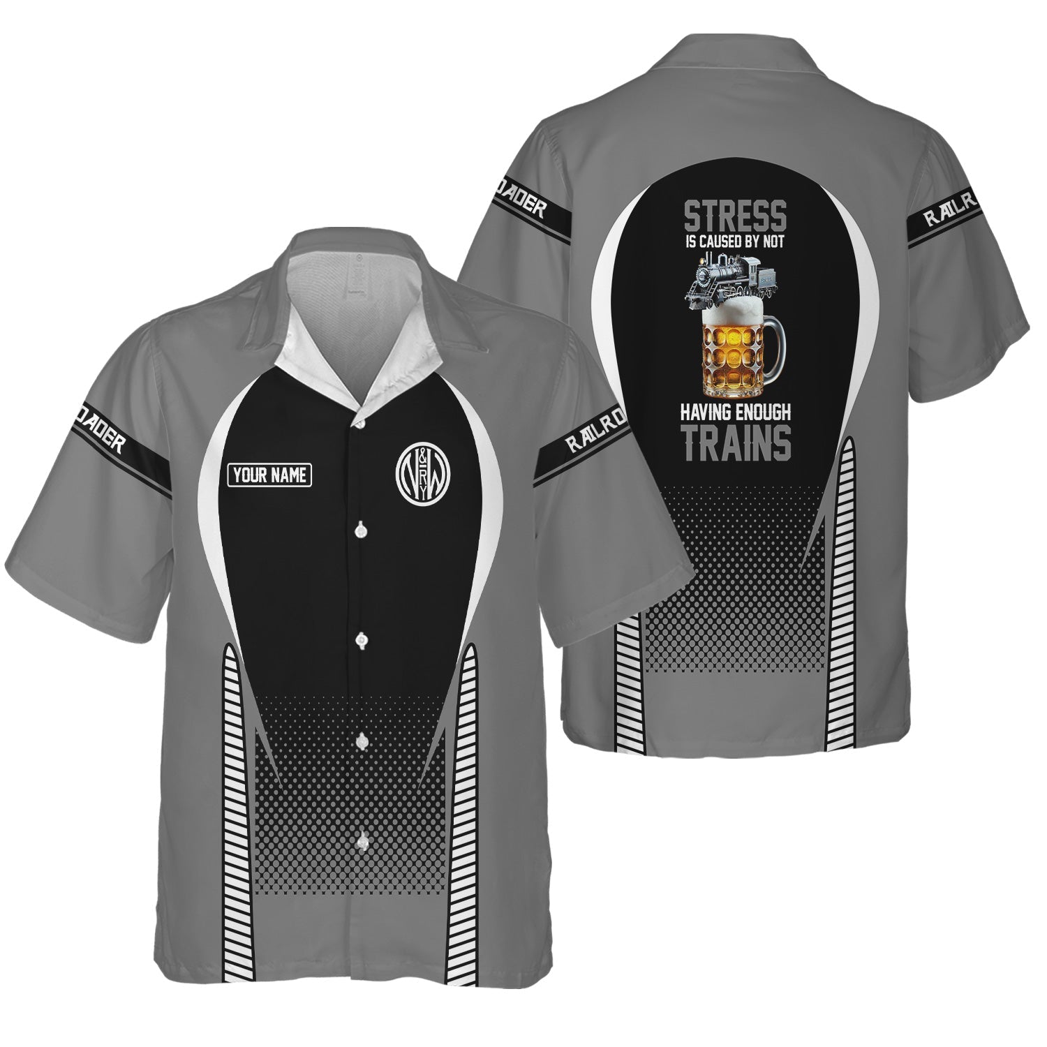 Railspirit  Personalized  Norfolk and Western Railway Hawaiian Shirt  Stress Is Caused By Not Having Enough Trains N&W Shirt All Over Print