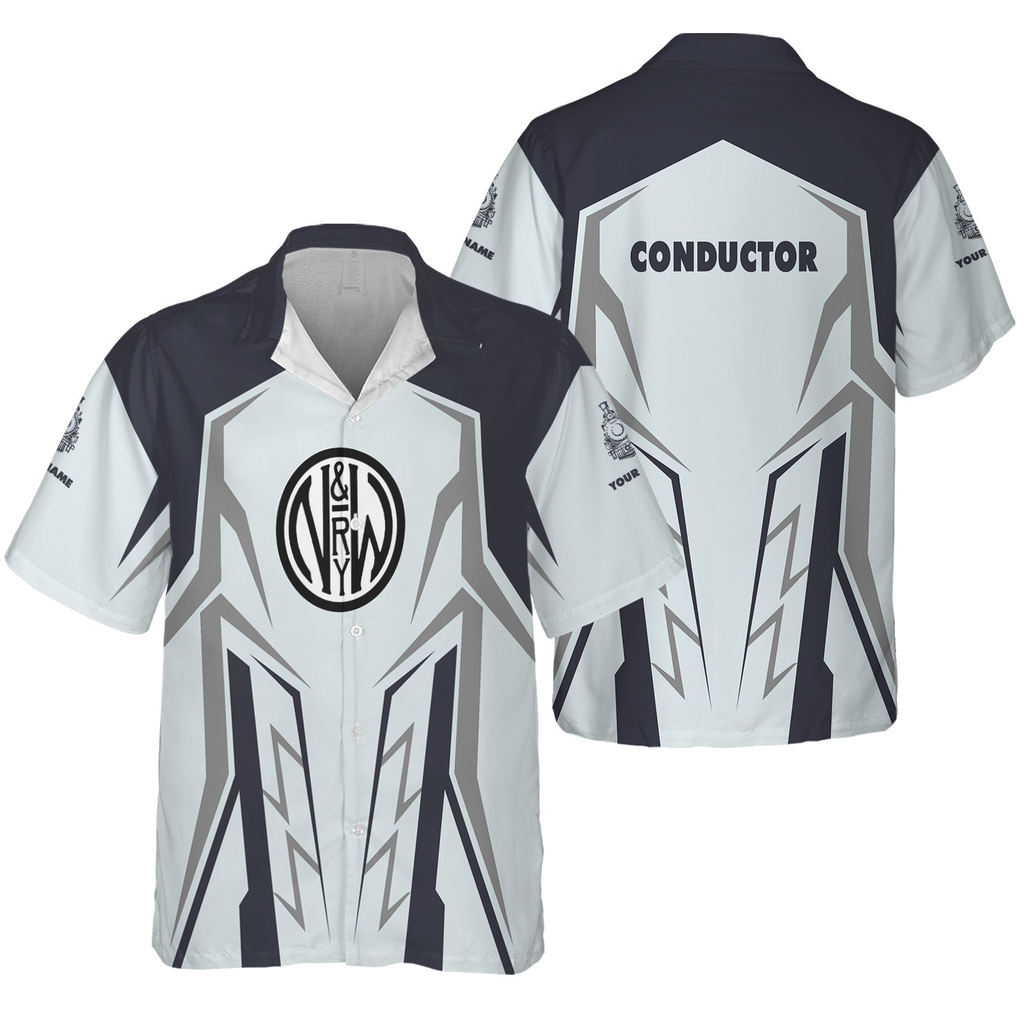 Railspirit Personalized Norfolk and Western Railway Hawaiian Shirt Futuristic Design with Custom Job N&W Train Shirt