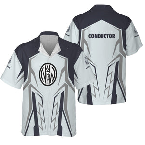 Railspirit Personalized Norfolk and Western Railway Hawaiian Shirt Futuristic Design with Custom Job N&W Train Shirt