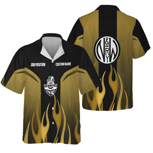 Railspirit Custom Name and Job Title Norfolk and Western Railway Hawaiian Shirt Flame Graphic N&W Train Shirt For Rail Workers