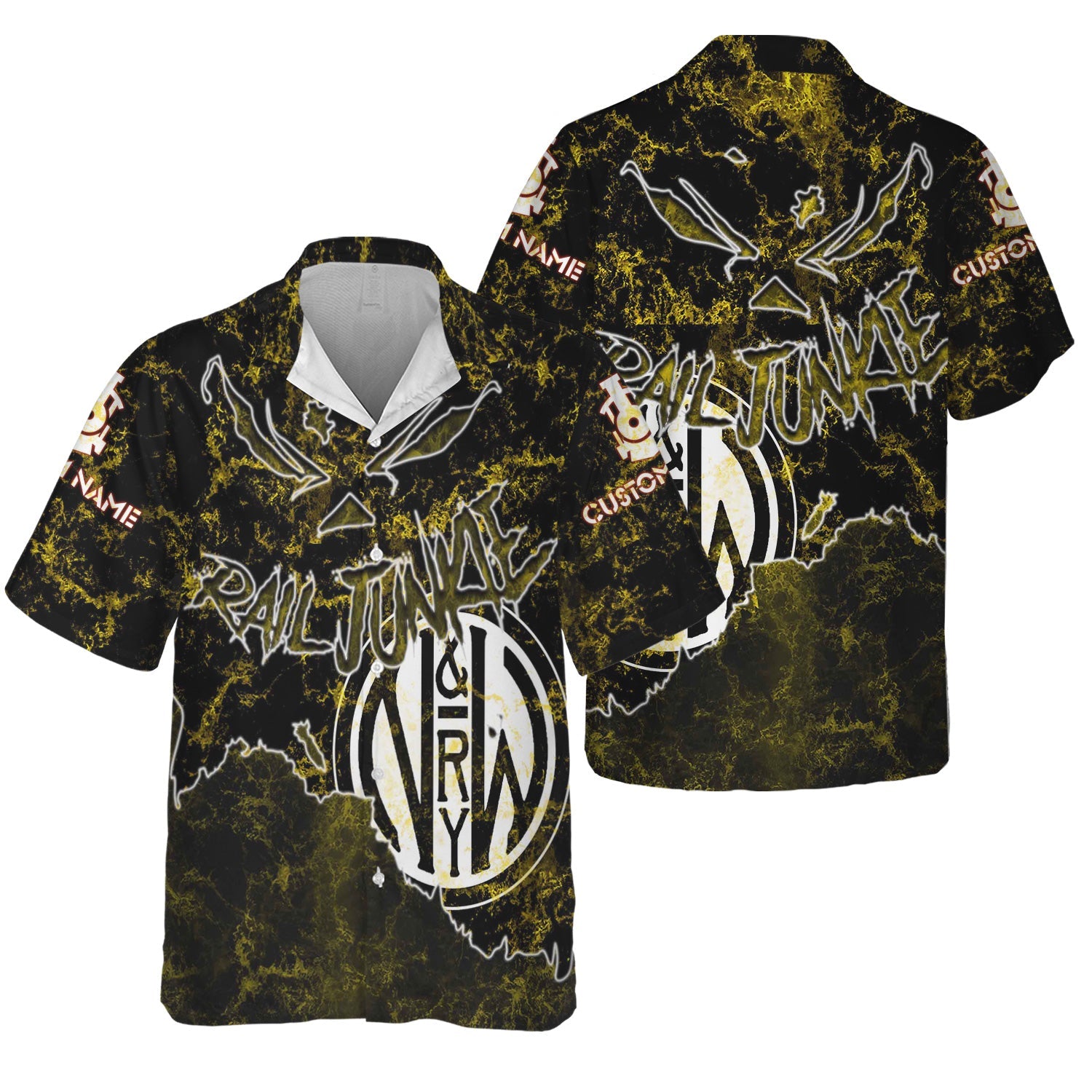 Railspirit Personalized Norfolk and Western Railway Hawaiian Shirt Torn Graphic Style N&W Train Shirt For Rail Junkie