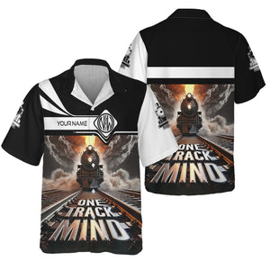 Railspirit Personalized Norfolk and Western Railway Hawaiian Shirt One Track Mind N&W Train Printed Shirt