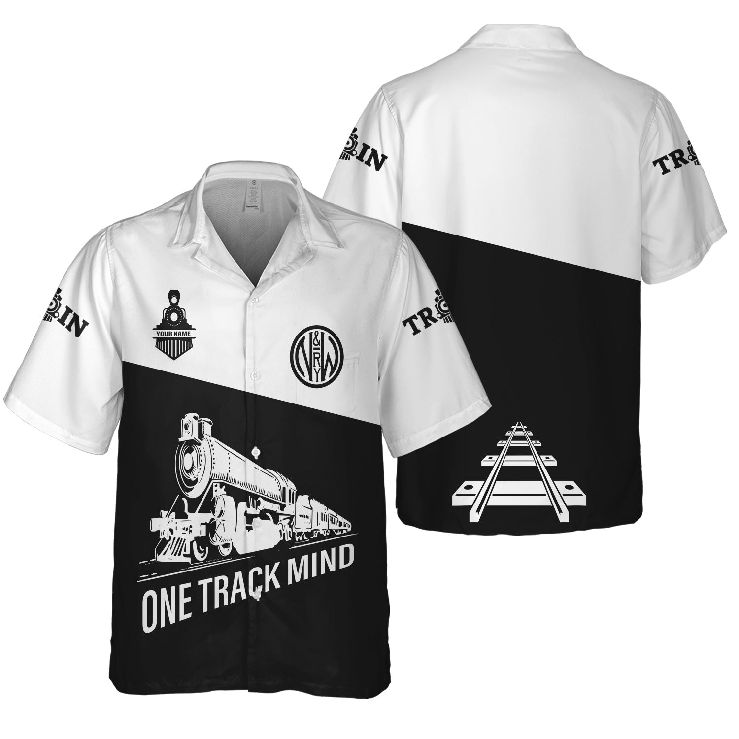 Railspirit Personalized Norfolk and Western Railway Hawaiian Shirt One Track Mind Unisex Train Shirt Gift Idea For Train Lover