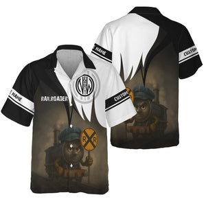 Railspirit Personalized Norfolk and Western Railway Hawaiian Shirt Angry Train N&W Hawaiian Shirt Gift Idea For Train Lover