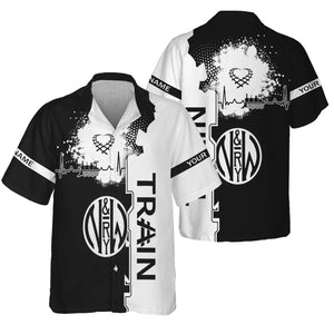 Railspirit Personalized Norfolk and Western Railway Hawaiian Shirt Engine Heartbeat and Track Love Style N&W Shirt Gift Idea For Train Lovers