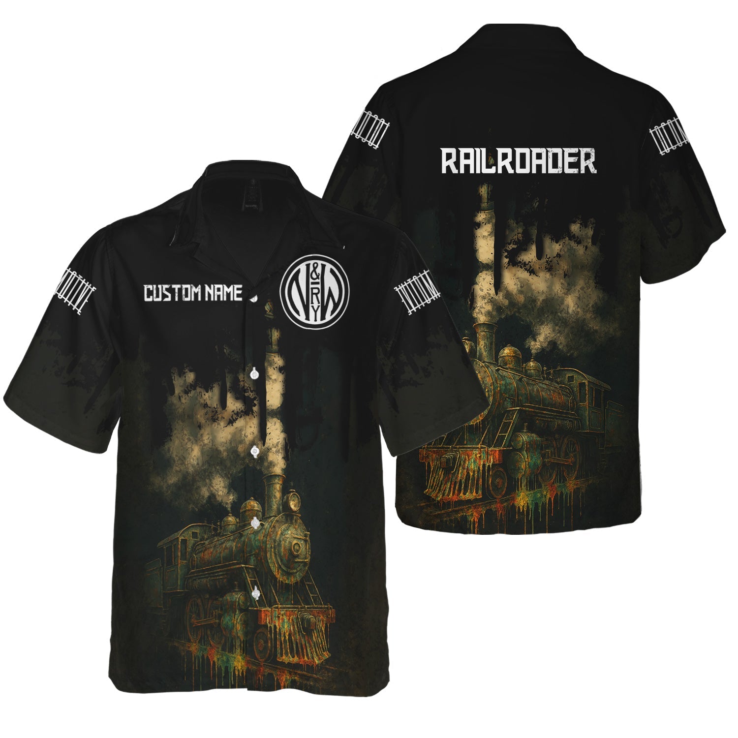 Railspirit Personalized Norfolk and Western Railway Hawaiian Shirt Vintage Train Art Style N&W Shirt For Locomotive Fans