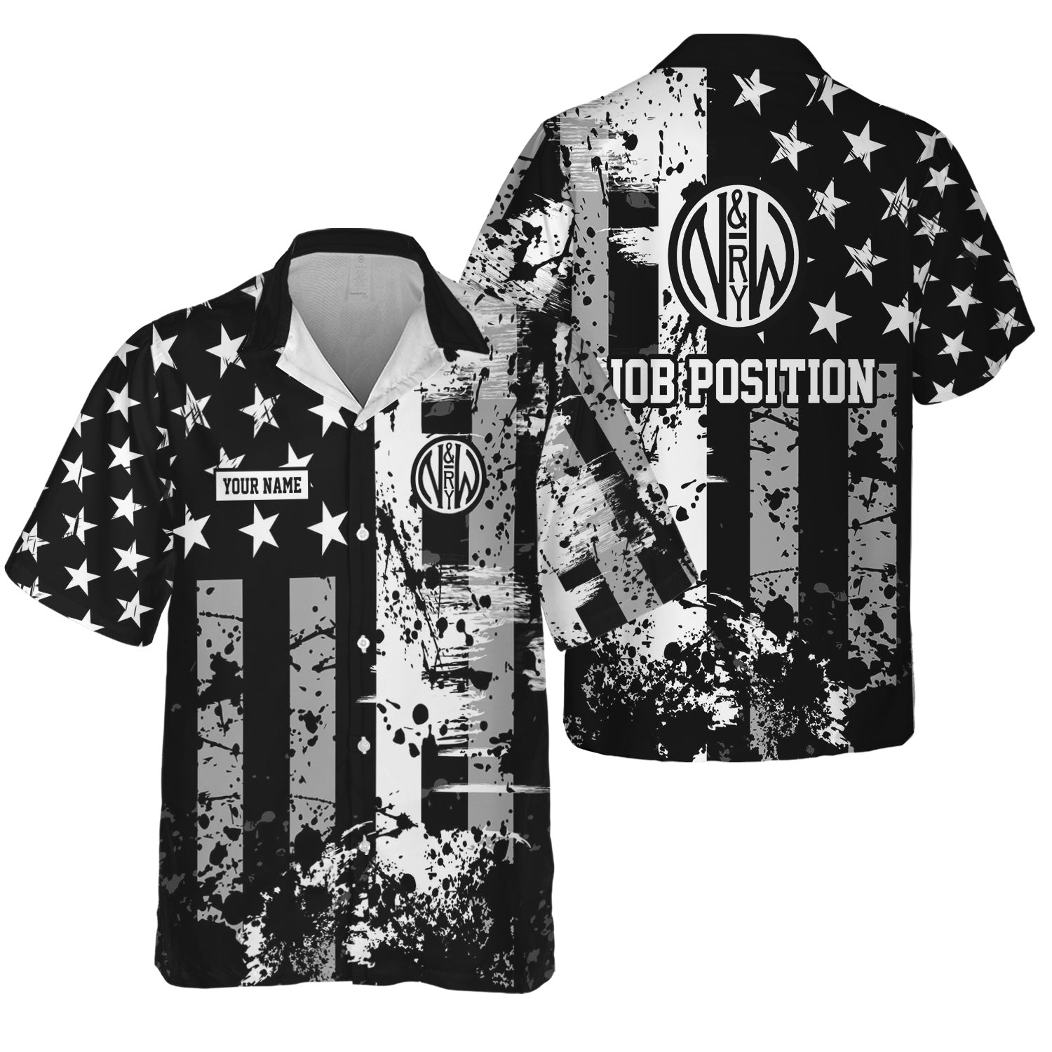Railspirit Personalized Norfolk and Western Railway Hawaiian Shirt Artistic Paint American Flag Style N&W Train Shirt