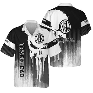 Railspirit Personalized Norfolk and Western Railway Hawaiian Shirt Skull Design with Custom Job N&W Train Shirt for Trackhead Crew