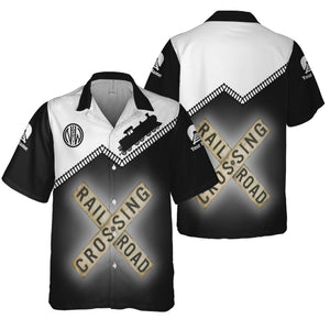 Railspirit Personalized Norfolk and Western Railway Hawaiian Shirt Railroad Crossing Printed Train Track Shirt