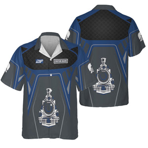 Railspirit Personalized Duluth, Winnipeg and Pacific Railway Hawaiian Shirt Steam Locomotive Engine Graphic Train Shirt All Over Print