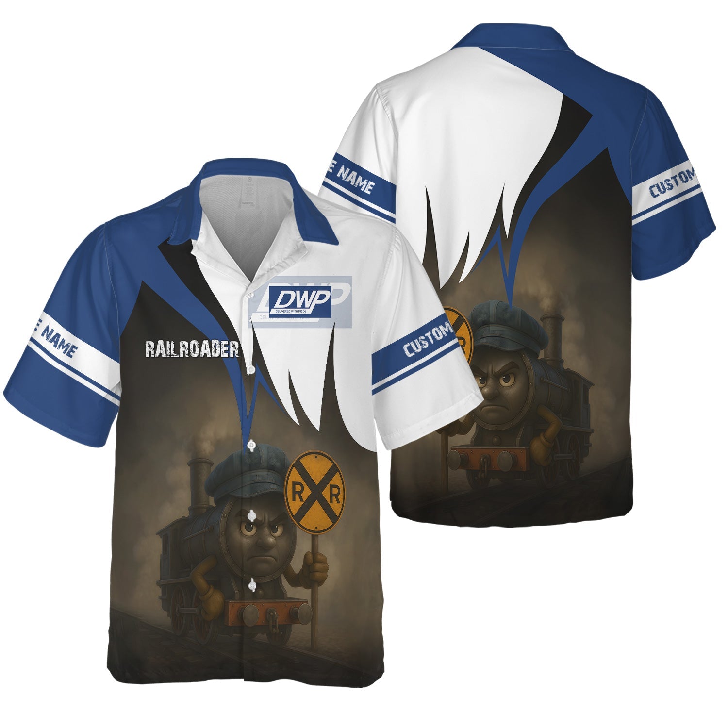 Railspirit Personalized Duluth, Winnipeg and Pacific Railway Hawaiian Shirt Angry Train Hawaiian Shirt Gift Idea For Train Lover