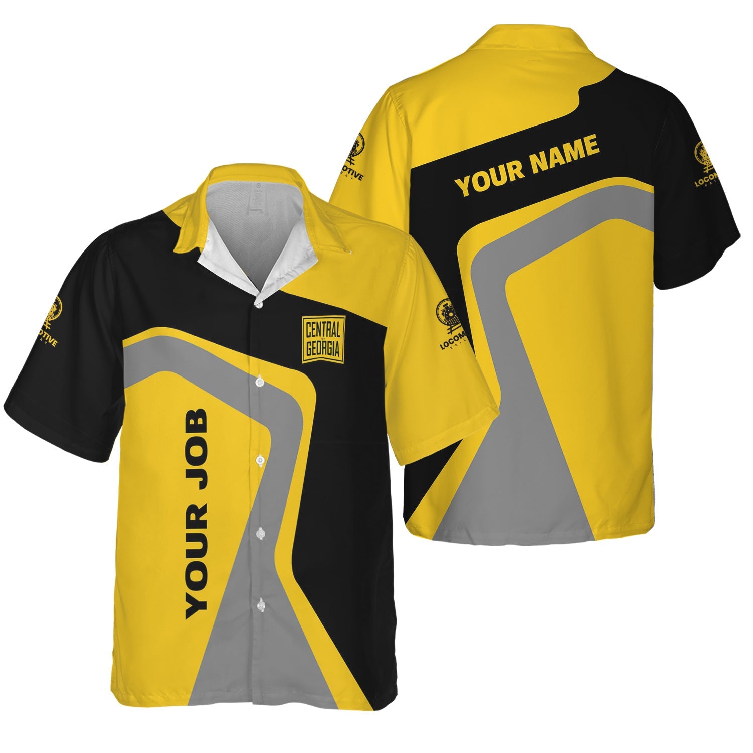 Railspirit Personalized Central of Georgia Railway Hawaiian Shirt Unique Design with Custom Job Position Train Shirt