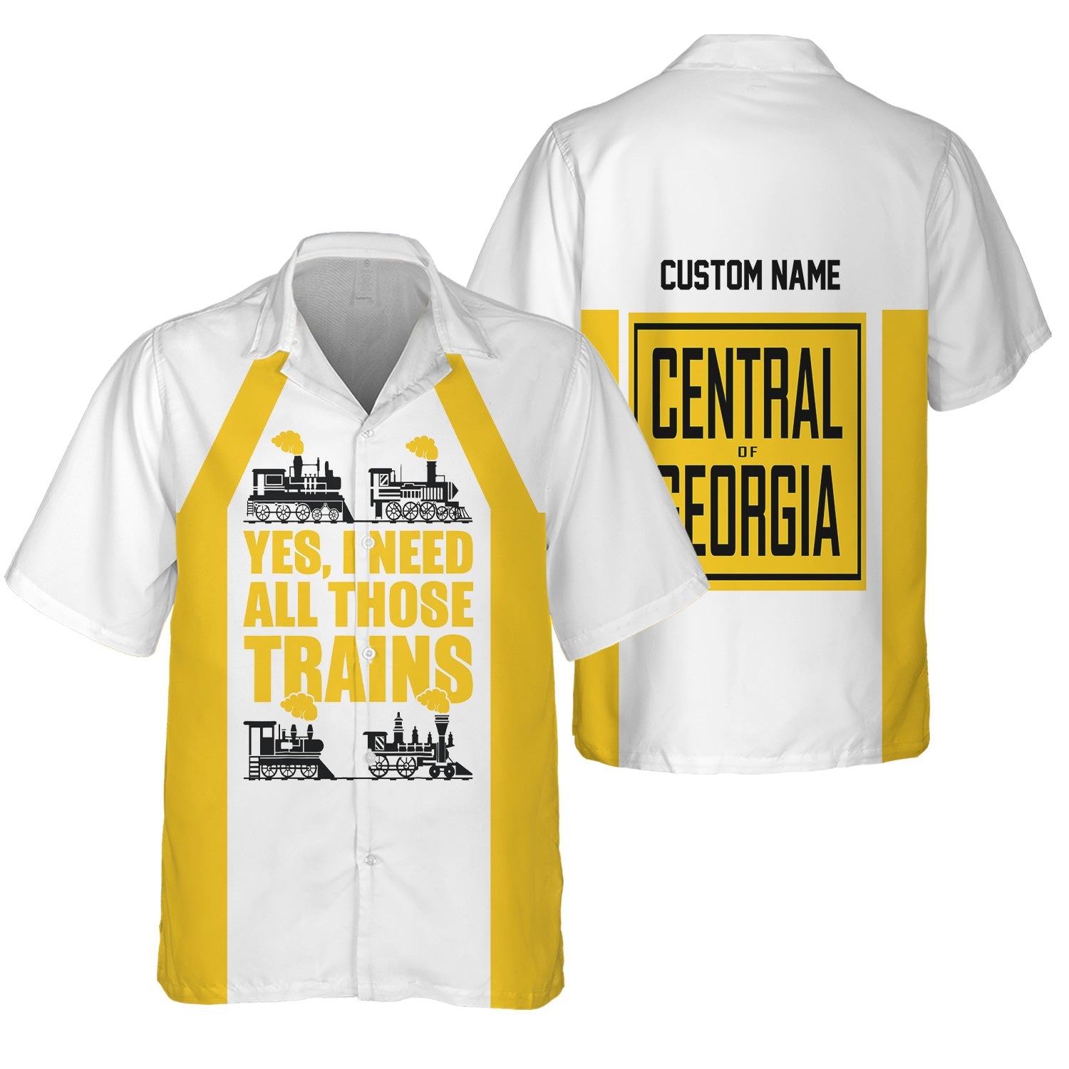 Railspirit Custom Name Central of Georgia Railway Hawaiian Shirt Yes I Need All Those Train Printed Shirt