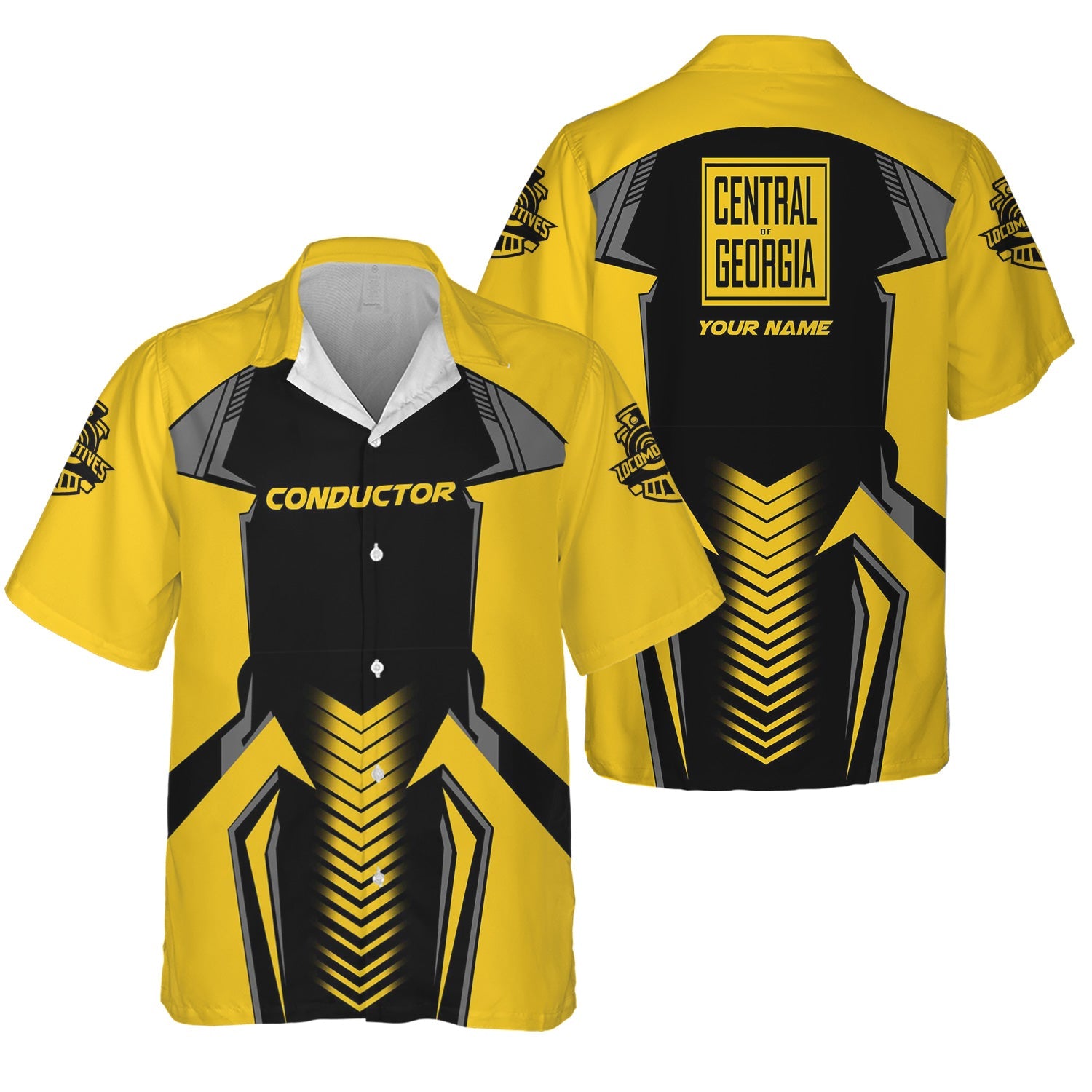 Railspirit Personalized Central of Georgia Railway Hawaiian Shirt Standout Style with Custom Position Train Shirt